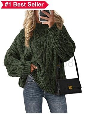 👚 Cable Knit Sweater Pullover Crew Neck Long Sleeve Relaxed Fit Women's